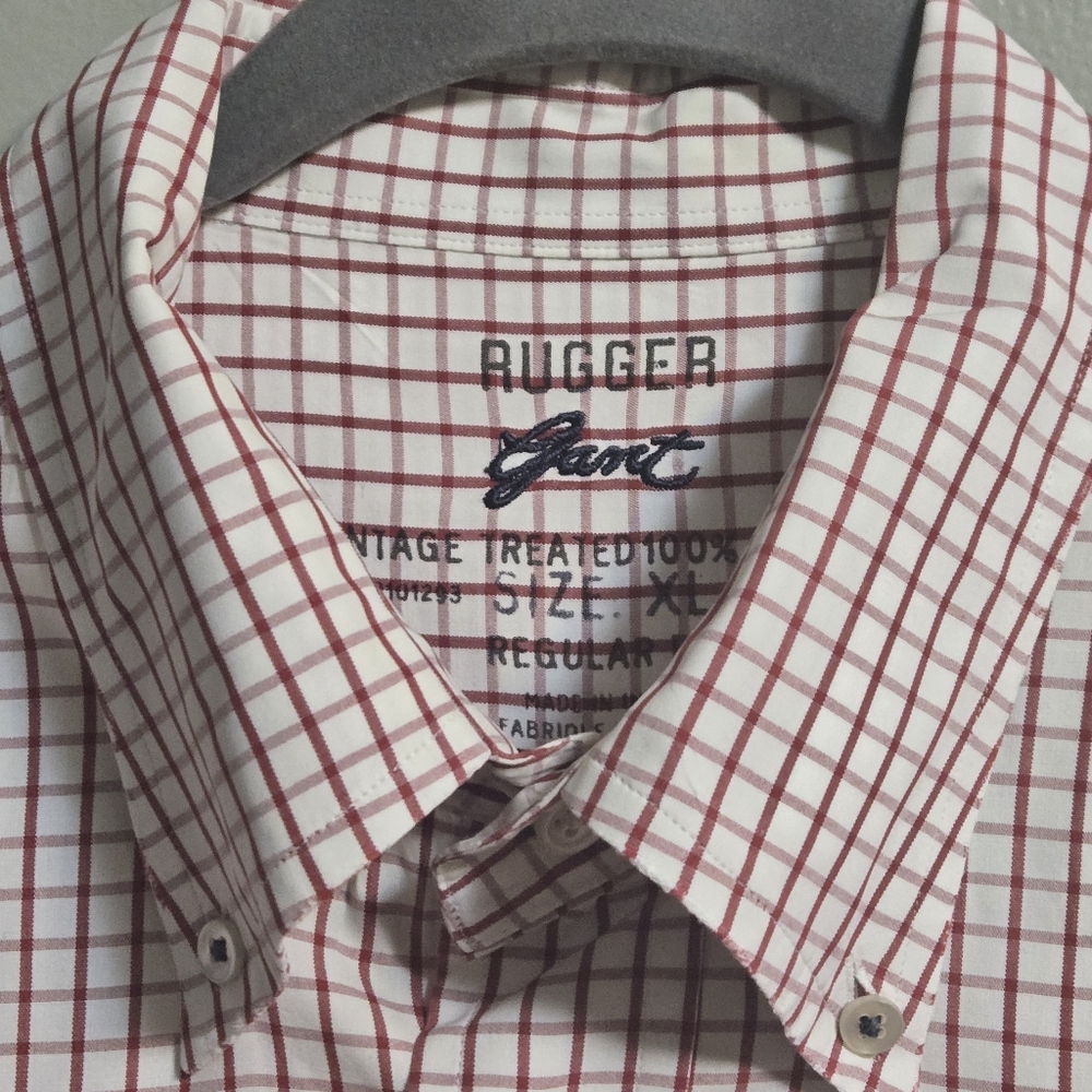 GANT RUGGER Vintage Treated Tradition Fit Men's Red Checkered Shirt